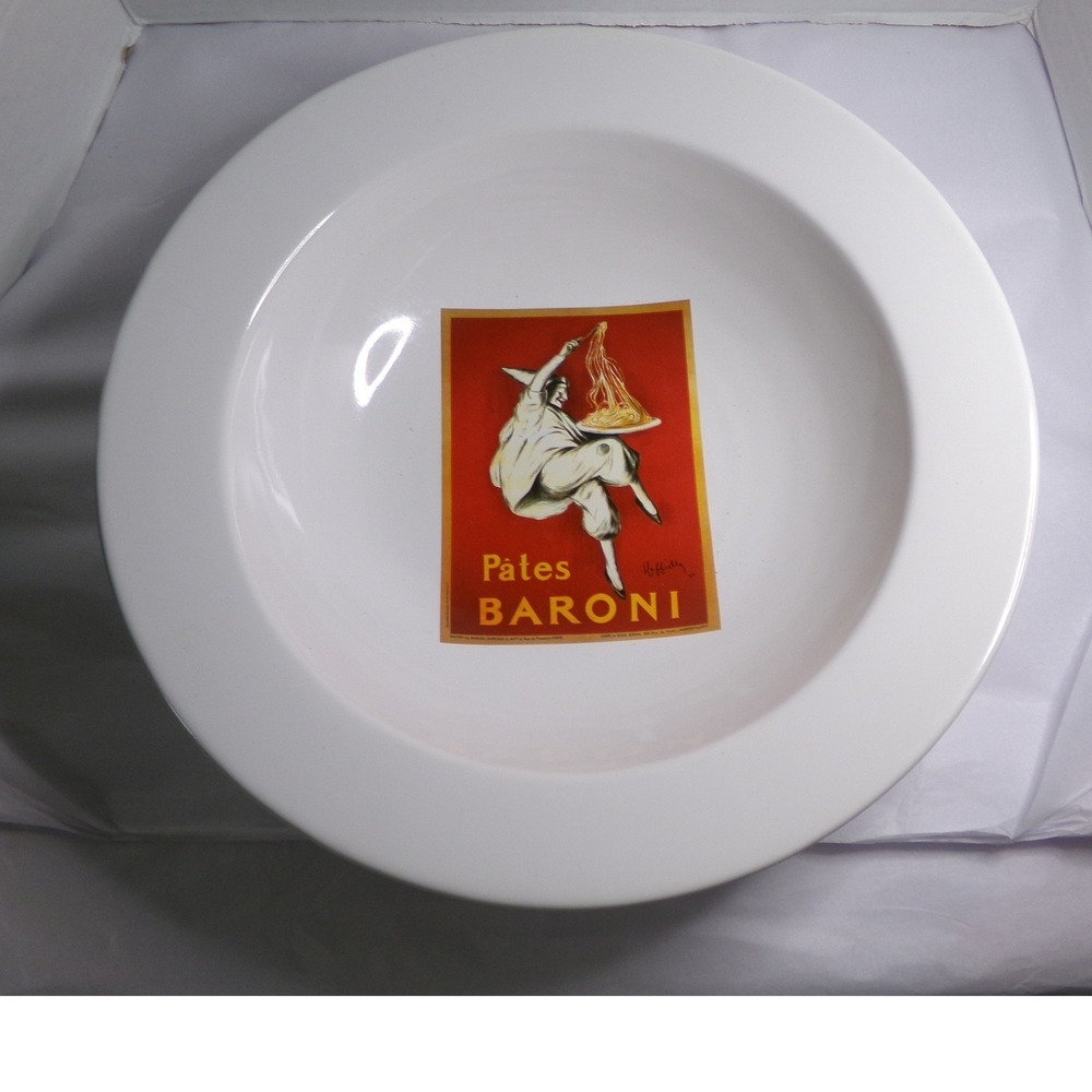 Pottery Barn Vintage Poster Pasta Bowl 13.25" Pates Baroni White